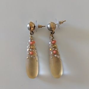 Alexis Bittar Gold Lucite Earrings with Crystal